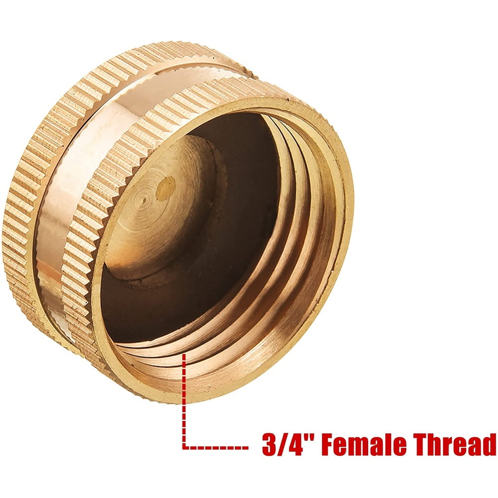 Garden Hose Female End Cap, Brass Spigot Cap with Extra 12 Washers, 3/4