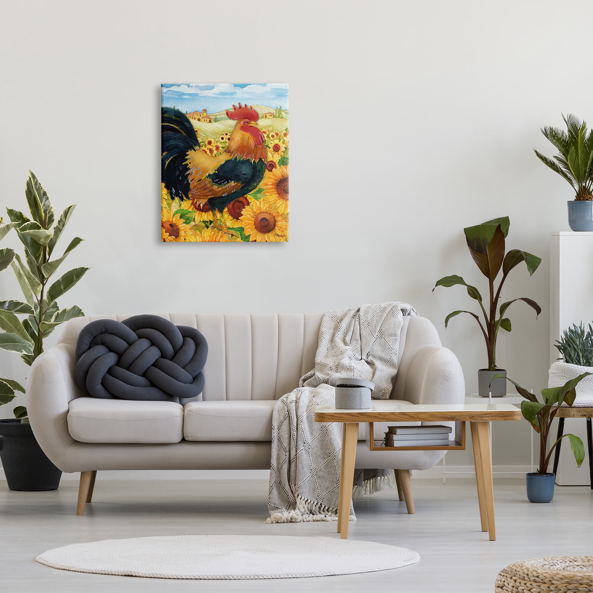 Stupell Industries Rooster in Sunflower Fields Animals & Insects Painting Gallery Wrapped Canvas Print Wall Art, 24 x 30