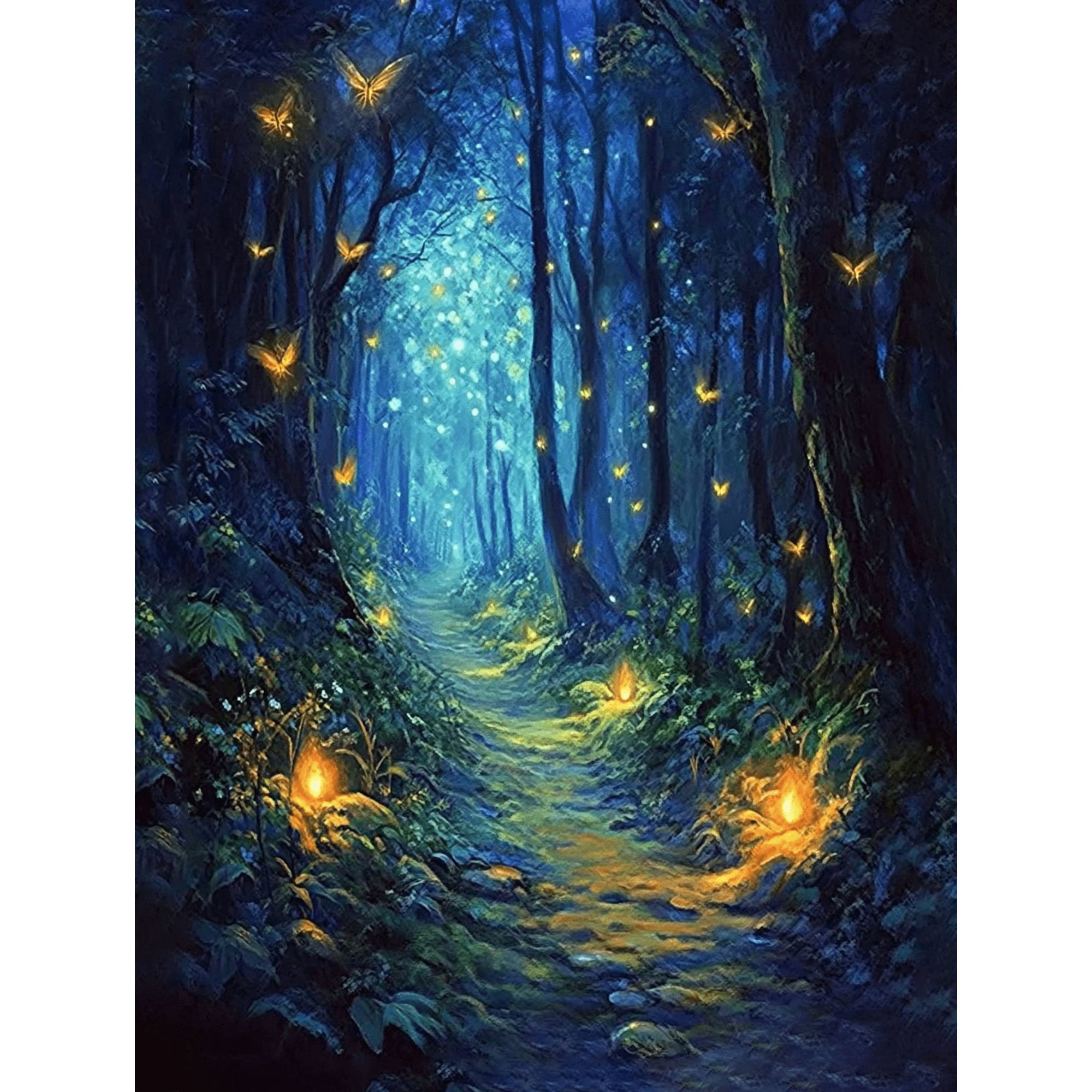 Butterfly Forest Canvas Art/Painting, Suitable for Living Room, Bedroom, Office, Dining Room, Kitchen, Hallway, Study, Enchanted Woodland Decor, Fairy Tale Theme, Magical Scenery Artwork.