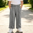 thumbnail image 7 of Riecok Sweatpants for Boys Elastic Waist Cotton Pant Wide Leg Pull on Pants Solid Baggy Trousers with Pockets Dark Gray 8Y, 7 of 7