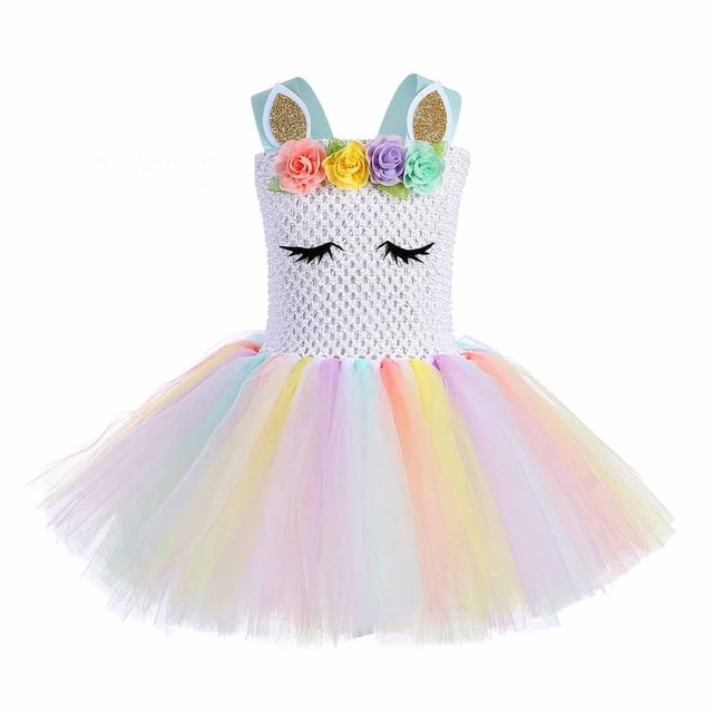 Vestido Para Niñas, Ropa Para Niñas Pequeñas, Primavera Otoño, Vestido Floral De Malla De Colores Para Niños Pequeños Con Perchas, Vestido De Princesa Beige Odeerbi LM103-7433