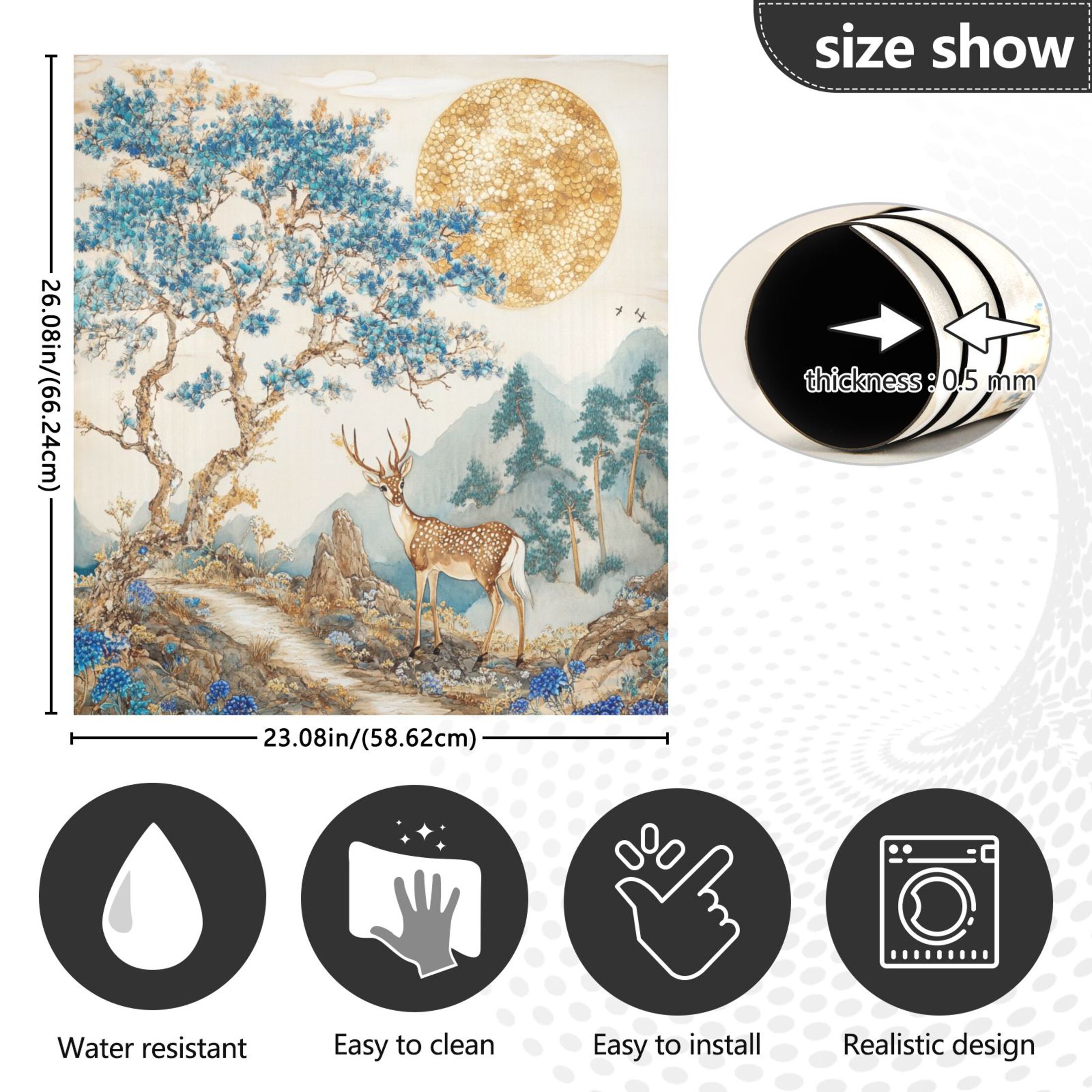 Dishwasher Magnetic Sticker 23x26 Inch Refrigerator Magnetic Sticker Washing Machine Magnetic Sticker Kitchen Panel Magnetic Sticker Home Decor Cute Classical Deer