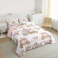 thumbnail image 3 of Homewish Girls Kids Cartoon Castle Full Size Comforter Sets 3-Piece,Pink Geometric Stripes Bedding Comforter Set,Dreamy Princess Roses Lightweight Bedding Sets,Microfiber Bedroom Decor,Reversible, 3 of 8
