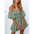 thumbnail image 3 of HOTAPEI Womens Dresses 2023 Summer Dresses Off Shoulder Lantern Sleeve Mini Dress Elastic Waist A-Line Dresses, 3 of 6