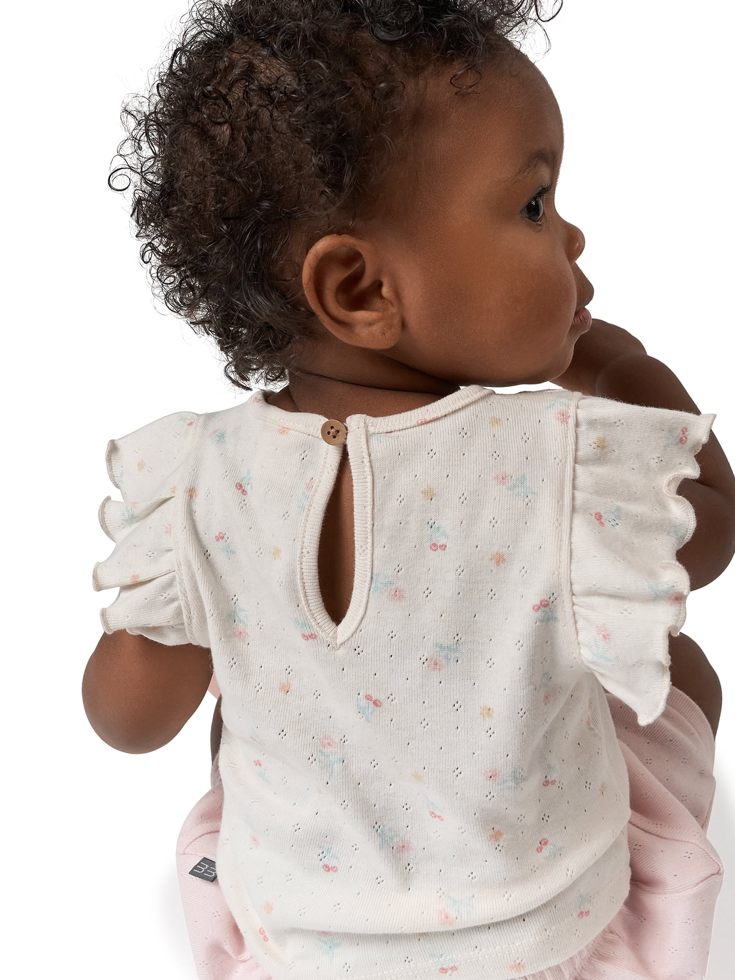 Modern Moments by Gerber Baby Girl Organic Flutter Sleeve Top, Sizes 0/3 Months - 24 Months