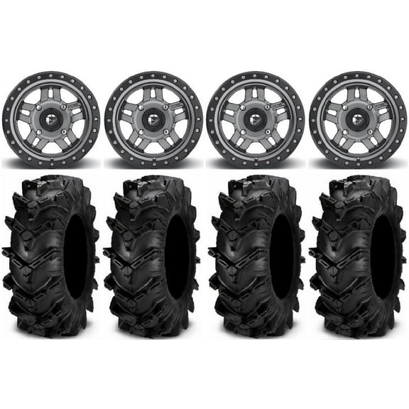 Fuel Anza Gunmetal 14" Wheels 28" Cryptid Tires Polaris RZR XP 1000 / PRO XP / Ranger XP 900/1000