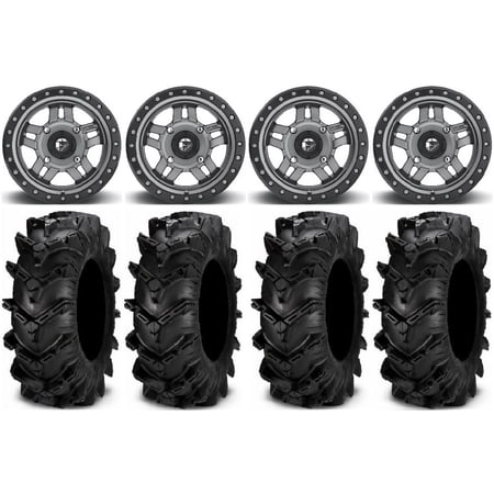 Fuel Anza Gunmetal 14 Wheels 27 Cryptid Tires Kawasaki Mule Pro FXT