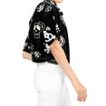 thumbnail image 5 of HAPPY BAY Women's Beach Costumes Blouse Shirt Cute Hawaiian Skull Print Tops Short Sleeve Button Down Holiday Party Shirts for Women M Cartoon Vintage Black, 5 of 5