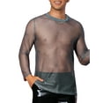 thumbnail image 4 of INSPIRE CHIC Glitter Mesh T Shirt for Men's See Through Long Sleeve Clubwear Party Sparkly T-shirt, 4 of 5