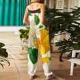 thumbnail image 4 of Iaqnaocc Hawaiian Womens Jumpsuit Summer Plus Size Boho Beach Vacation Rompers for Women Sleeveless Floral Print Jumpsuits Overalls Loose Fit Adjustable Strap Womens Overalls Light Green 3XL, 4 of 5