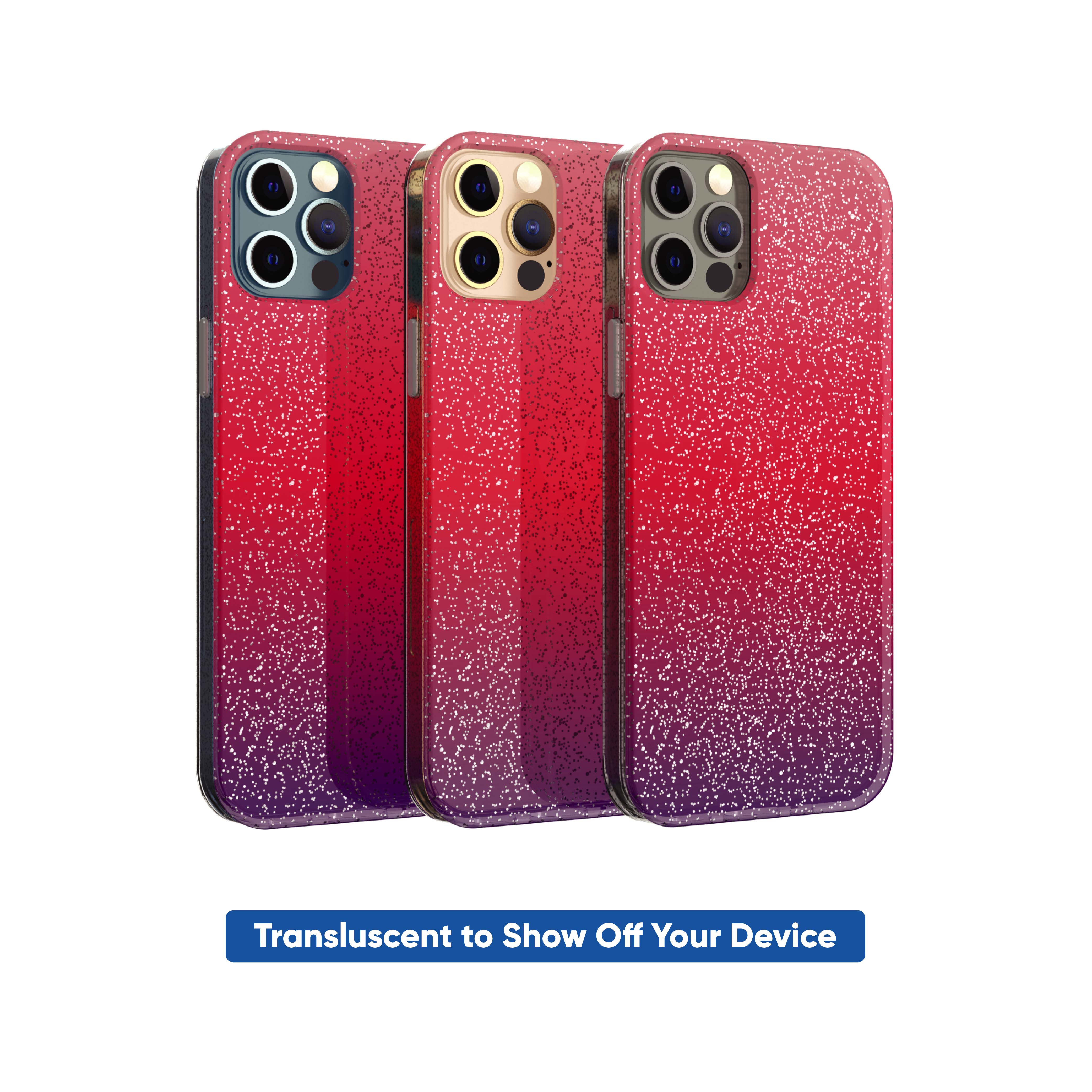 onn. Purple and Pink Glitter Ombre Phone Case for iPhone 12 Pro Max