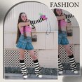 thumbnail image 4 of Stretchy Ribbed Long Arm & Leg Warmers Set - Elastic Cuff Non-Slip Design with Curled Flared Hem, Slim Fit for Versatile Outfits, 50CM Flat Length, Available in Black/White/Black-Gray, 4 of 6