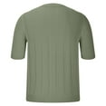 thumbnail image 3 of Tauxra Men's Textured Ribbed Knit Short Sleeve Round Neck Tee Shirts Solid Casual Top Green XL, 3 of 6