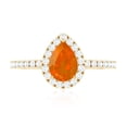 thumbnail image 5 of Rosec Jewels Fire Opal Teardrop Ring for Women with Diamond Halo - 5X7 mm (AAA Quality), 18K Yellow Gold, US 8.00, 5 of 10