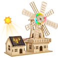 thumbnail image 1 of Kit de rompecabezas de madera 3D alimentado por energía solar Windmill House STEM, 1 of 7