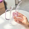 thumbnail image 7 of Dnogom Valentine's Day Pink Bow Glass Water Cup, 13.53 fl oz Handle Lid Straw Decorative Drinkware, Romantic Home Office Daily Cup, Valentine's Gifts for Women, 7 of 7