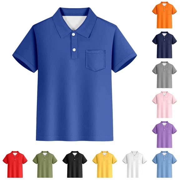 Gyujnb Collar Short Sleeve Pocket Polo Top Back to School Casual Daily Wear (Little Boys, Big Boys),9-10 Years
