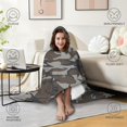 thumbnail image 4 of Wearable Blanket,Brown Gray Camo Abstract Shapes Pattern Hooded Wearable Sherpa Blanket for Adults & Teens,Winter Poncho Shawl Wrap Cape Thick Warm,60"x80", 4 of 5