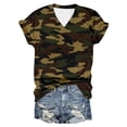 thumbnail image 4 of Camo Shirts for Women Plus Size Camouflage Print Basic V-Neck Tee Soft Short Sleeve Tops, 4 of 4