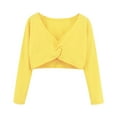 thumbnail image 2 of WOYY Big Girls Ballet Wrap Tops Long Sleeve Dance Cover Up Cotton Solid Color Blouse, 2 of 4
