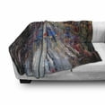 thumbnail image 3 of Oil Painting Soft Flannel Fleece Throw Blanket, Young Woman with Umbrella Crossing City Street in Rain Modern Impressionism, Cozy Plush for Indoor and Outdoor Use, 50" x 60", Multicolor, by Ambesonne, 3 of 6