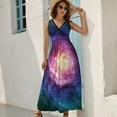 thumbnail image 2 of Maxi Dress Spiral Galaxy Print Dress Deep Outer Space Club V Neck Custom Bohemia Long Dresses Street Style Big Size Clothes, 2 of 6