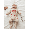 thumbnail image 5 of BemeyourBBs Newborn Boy Valentines Day Romper Outfits Lover Boy Letter Embroidery Long Sleeve Jumpsuit Hat Spring Fall Winter Clothes, 5 of 9
