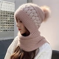 thumbnail image 4 of Bibifish Womens One Piece Scarf Hat Solid Color Integrated Windproof Hat Scarf Winter 2 In 1 Scarf Knitted Hooded Scarf For Ladies, 4 of 4