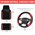 thumbnail image 6 of CAR GRAND Leather Steering Wheel Cover and Waterproof Carpet Car Floor Mats,Universal Fit Combo Pack Sedan,SUV,Cars, 14.5" to 15" Sporty Anti-Slip Red, 6 of 7