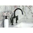 thumbnail image 4 of Kingston Brass KS2170TKL Two-Handle 4-Hole Deck Mount Bridge Bathroom Faucet with Push Pop-Up Drain in Matte Black, 4 of 7