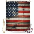 thumbnail image 2 of Independence Day Shower Curtain, 72" x 84", Retro US Flag Wood Grain Vintage Stars Waterproof Bathroom Curtain Washable Shower Curtain Set with 12 Hooks, 2 of 9