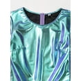 thumbnail image 5 of iixpin Women's Metallic Shiny Long Sleeve Back Zipper Jumpsuit One Piece Full Body Fitness Bodysuit Blue XXL, 5 of 7