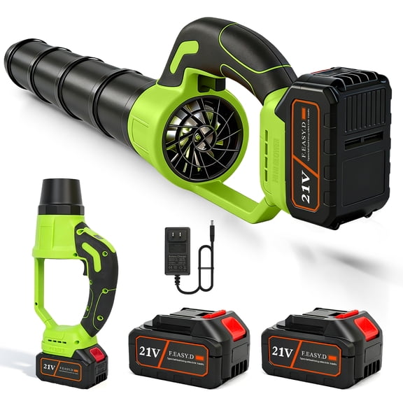 Leaf Blower Cordless, 2 x 4000mAh Batteries & Fast Charger Set, Variable Speed Mode, Lightweight Handheld Electric Leaf Blower for Lawn Care, Yard, Garden, Patio & Outdoor Cleanup