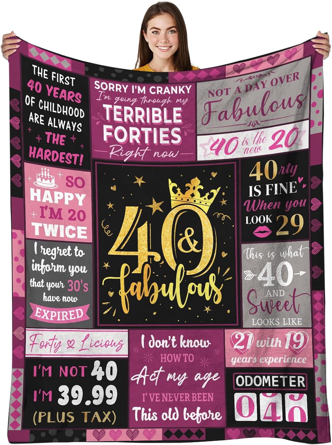 40th Birthday Gifts Women,40 Year Old Birthday Gifts for Women, Forty Birthday Gifts for Women, 40th Birthday Decorations Women, Christmas, Thanksgiving Gifts for Her, 60x80"