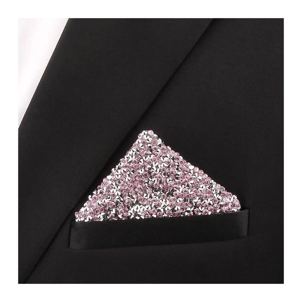 Pañuelo de bolsillo con diamantes de imitación para hombre, predoblado, brillante, ideal para blazers, esmóquines, bodas, citas y atuendos formales.