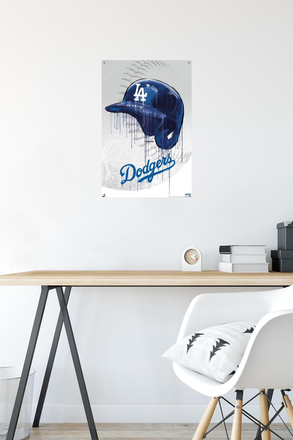 MLB Los Angeles Dodgers - Drip Helmet 20 Wall Poster with Push Pins, 14.725" x 22.375"