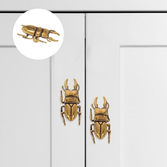 OFFIGAM Antique Finish Brass Beetle Drawer Knobs in Light Brown for Dresser