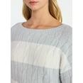 thumbnail image 4 of No Boundaries Boatneck Pullover Cable Knit Sweater, Lightweight, Women's, 4 of 5