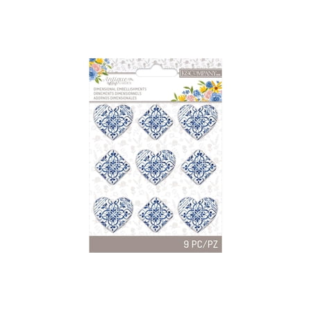 K&Company Antique Garden Tile Hearts 9/Pkg