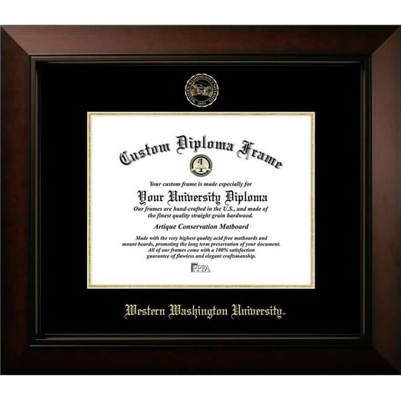 Campus Images WA997LBCGED-1185 11 x 8.5 in. Western Washington University Legacy Foil Seal Diploma Frame, Black Cherry