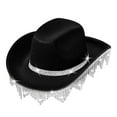 thumbnail image 1 of Sombrero de vaquero Strade Fareast Limited con borlas y diamantes de imitación Negro 40 cm x 33 cm x 14 cm, 1 of 8