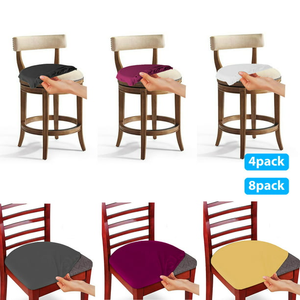Tsv 8 4pcs Stretch Dining Room Chair Seat Covers Removable Washable Anti Dust Dinning Polyester Chair Seat Cushion Slipcovers Protectors For Office Chair Bar Stools Patio Cushions Walmart Com Walmart Com