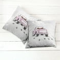 thumbnail image 2 of Ambesonne Love Throw Pillow Cover 2 Pack, Just Married Cartoon Car, 18", Pink White, 2 of 6