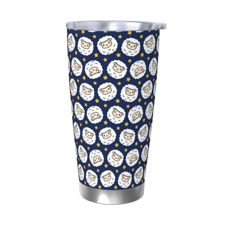 

Cauagu Cute Sheep With Star Pattern 20oz Tumbler Stainless Steel Vacuum Insulated Tumbler with Lid Insulated Coffee Mug Thermal Cup with Splash Proof Sliding Lid-Without Straw