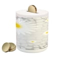 thumbnail image 1 of Grey and Yellow Piggy Bank, Hawaiian Island Flowers on Abstract Animal Print Theme Backdrop, Ceramic Coin Bank Money Box for Cash Saving, 3.6" X 3.2", White and Pale Grey, by Ambesonne, 1 of 4