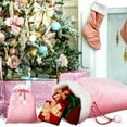 thumbnail image 4 of Large Christmas Santa Sack 19.7x27.6 Inch, Oversized Velvet Gift Bag with Drawstring for Holiday Present Wrapping, Christmas Party Supplies and Festive Home Decor (1PC, Pink), 4 of 8