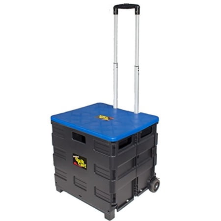 dbest products quik cart two wheeled collapsible handcart with blue lid rolling utility