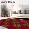 thumbnail image 2 of ODIKA 5'x7' Machine Washable Non-Slip Area Rug, Joyful Celebration Yuletide Hearth Embellishment Family Gathering High Traffic Rug, Red, 607307, 2 of 7