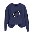 thumbnail image 4 of YVNAURA Cotton Oversized Winter Sweatshirt for Women Fleece Lined Crewneck Pullover Loose Fit Long Sleeve Drop Shoulder Y2K Trendy Casual Fall Streetwear Outfits Top, Navy,M, 4 of 4