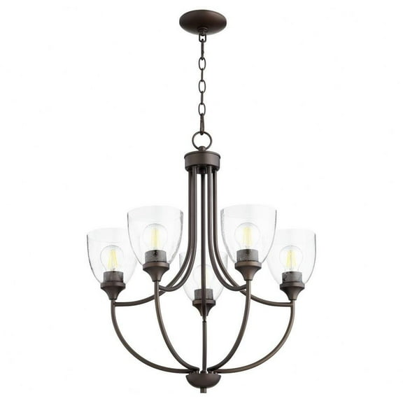 Transitional Five Light Chandelier-Oiled Bronze Finish-Clear Glass Color Bailey Street Home 183-Bel-3400656